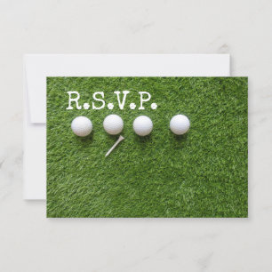 Invitation Quatre boules de golf avec tee R.S.V.P. en vert