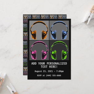 Invitation Quatre écouteurs Pop Art
