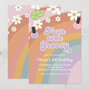 Invitation Quatre Ever Groovy Spa Arc-en-ciel 4ème Anniversai
