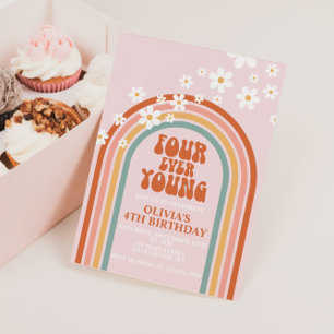 Invitation Quatre Ever Jeune marguerite arc-en-ciel 4E annive