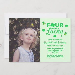 Invitation Quatre fois chanceux 4e anniversaire