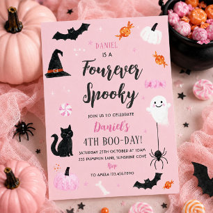 Invitation Quatre fois fantôme d'Halloween effrayant 4e anniv