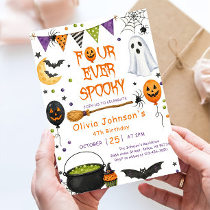 Invitation Quatre fois fantôme d'Halloween effrayant 4ème ann