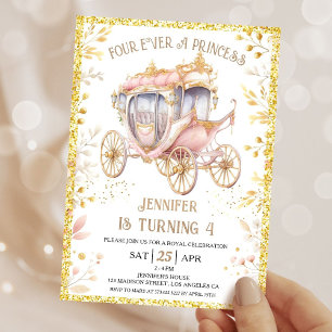 Invitation Quatre fois Princesse Carrosse Princesse 4ème Anni