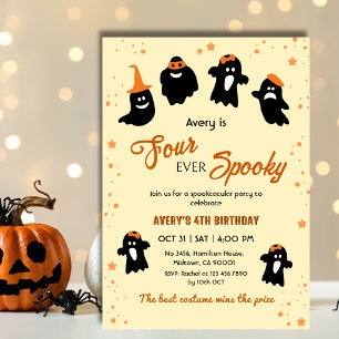 Invitation Quatre fois Spooky Halloween 4e Anniversaire Fantô