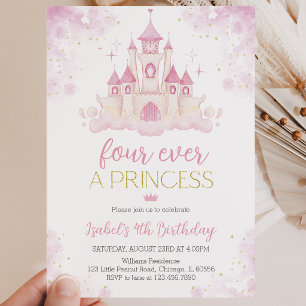 Invitation Quatre fois une princesse 4e anniversaire