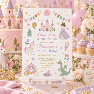 Invitation Quatre fois une princesse : Conte de fées royal po
