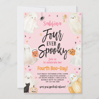 Invitation Quatre Jour Éffrayant Halloween Fille 4ème anniver