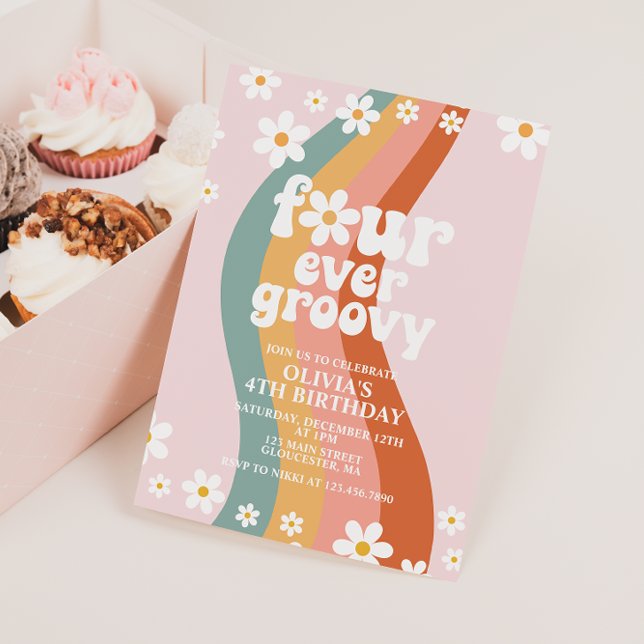 Invitation Quatre Jour marguerite Super arc-en-ciel 4e annive (Créateur téléchargé)