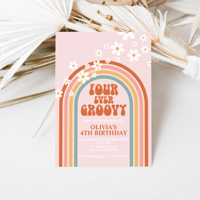 Invitation Quatre Jour marguerite Super arc-en-ciel 4E annive (Créateur téléchargé)