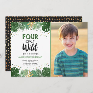 Invitation Quatre Jours d'anniversaire du Safari Tropical Boy