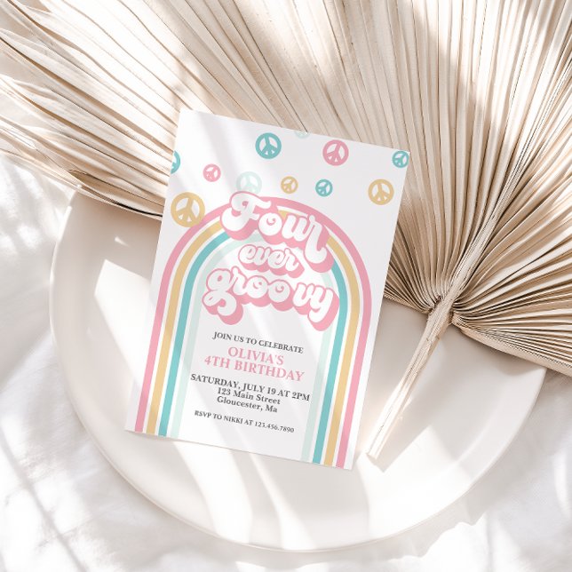 Invitation Quatre Jours Super Retro Rainbow 4e anniversaire (Créateur téléchargé)