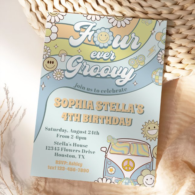 Invitation Quatre Jours Super Retro Rainbow 4e anniversaire (Créateur téléchargé)