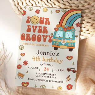 Invitation Quatre Jours Super Retro Rainbow 4e anniversaire