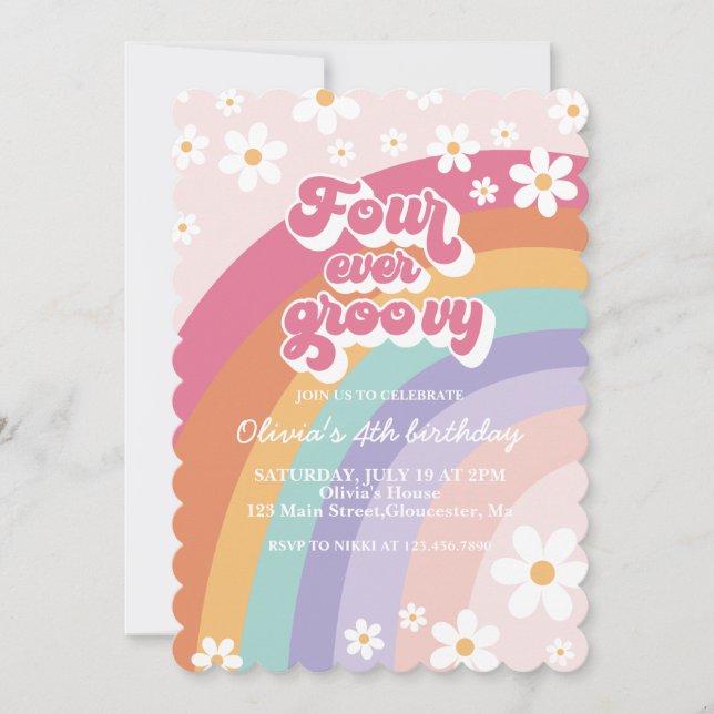 Invitation Quatre Jours Super Retro Rainbow 4e anniversaire (Devant)