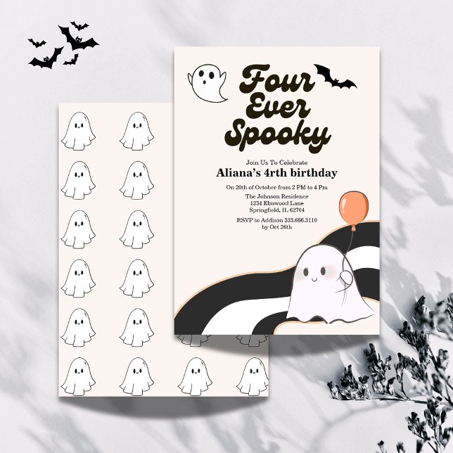 Invitation Quatre pour toujours Spooky Retro Halloween 4ème A (Créateur téléchargé)