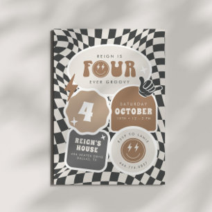 Invitation Quatre Super   Boys Quatrième Retro Skater Party