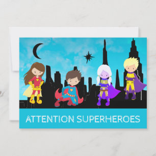 Invitation *~* Quatre SUPERHÉROS Fête d'anniversaire pour enf