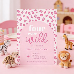 Invitation Quatre toujours sauvage fille 4e anniversaire fête