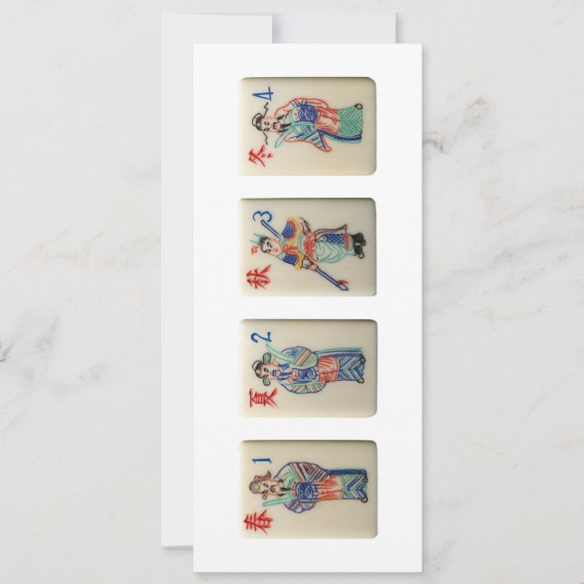 Invitation Quatre tuiles de la saison du Mahjong (Guerriers)  (Devant)