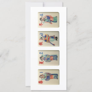 Invitation Quatre tuiles de la saison du Mahjong (Guerriers)