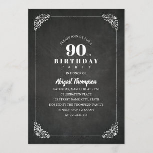 Invitation Quatre-vingt-dixième fête d'anniversaire d'adulte