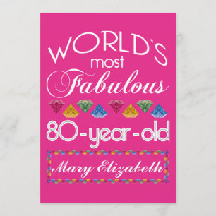 Invitation quatre-vingtième Anniversaire la plupart de rose