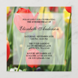 Invitation Quatre-vingtième fête d'anniversaire de tulipes