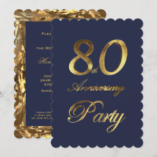 Invitation quatre-vingtième Or d'anniversaire d'anniversaire