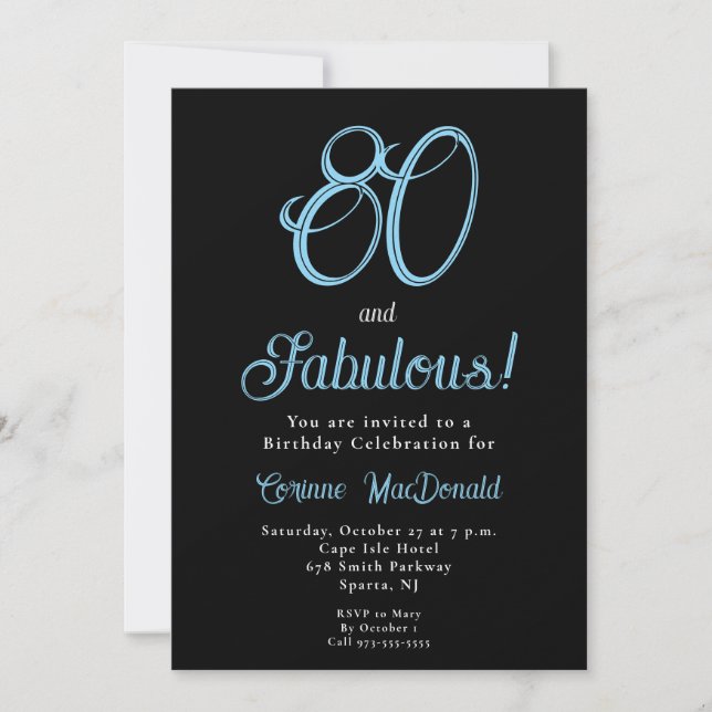 Invitation Quatre-vingts ans et Fabuleux 80e Anniversaire (Devant)