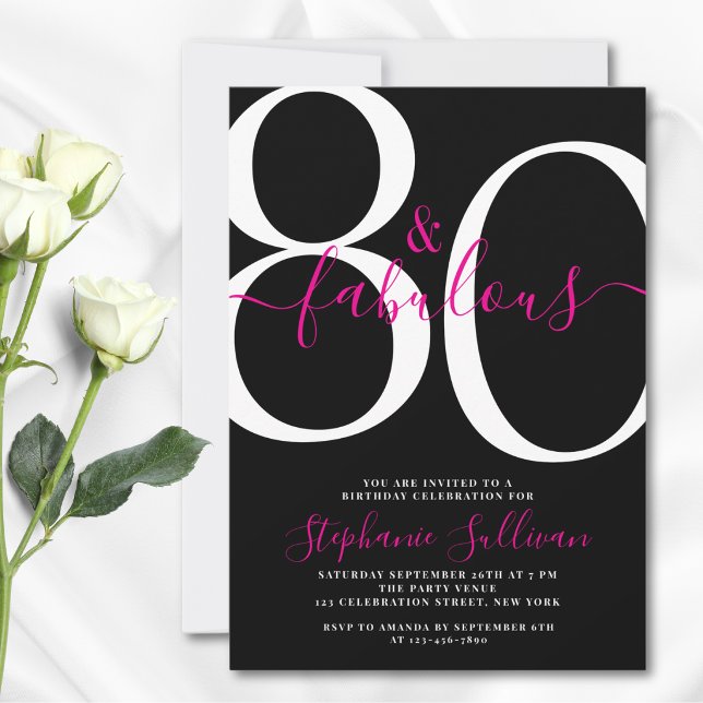 Invitation Quatre-vingts et Fabuleux 80e Anniversaire Fête Th (Créateur téléchargé)
