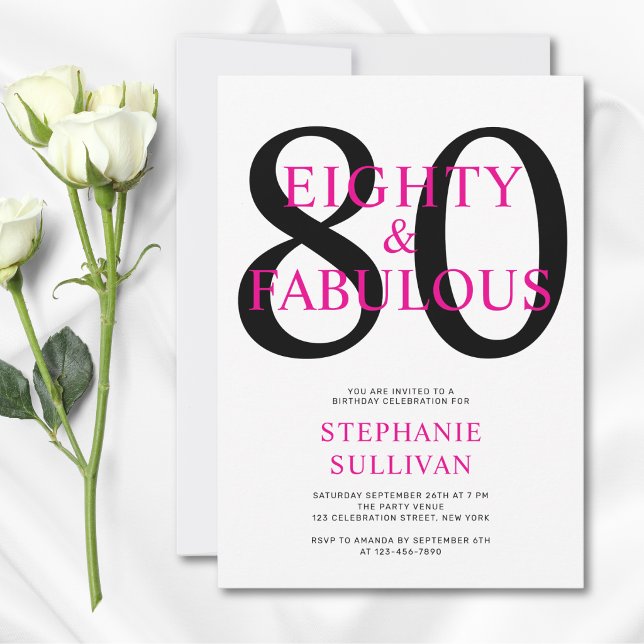 Invitation Quatre-vingts et Fabuleux Fête d'anniversaire 80 a (Créateur téléchargé)