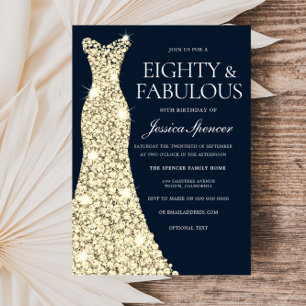 Invitation Quatre-vingts et fabuleux ! ! Robe d'or Gown 80e a