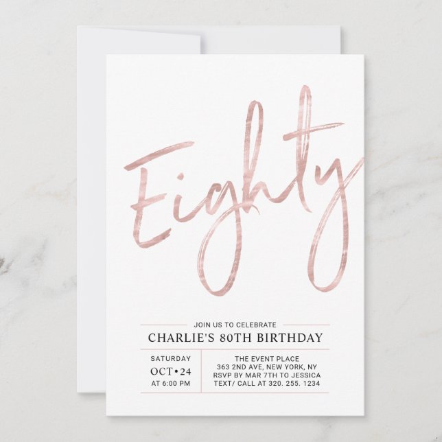Invitation Quatre-vingts | Fête d'anniversaire 80 ans Moderne (Devant)