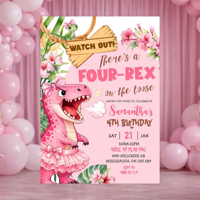 Invitation Quatrième anniversaire Rose Four Rex en liberté (Créateur téléchargé)