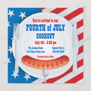 Invitation Quatrième d'invitation de barbecue de juillet