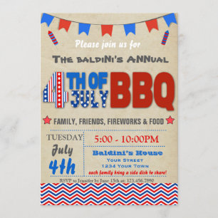 Invitation Quatrième d'invitation de BBQ de juillet