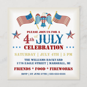 Invitation Quatrième d'invitation de célébration de juillet