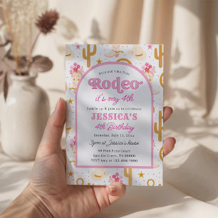 Invitation Quatrième Rodéo Cowgirl Rose 4e Anniversaire
