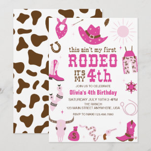 Invitation Quatrième Rodéo Western Cowgirl 4E Anniversaire