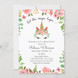 Invitation Que la Magie commence... Baby shower Unicorn migno