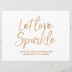 Invitation "Que l'amour scintille" Enseigne Lettre Rose Dor
