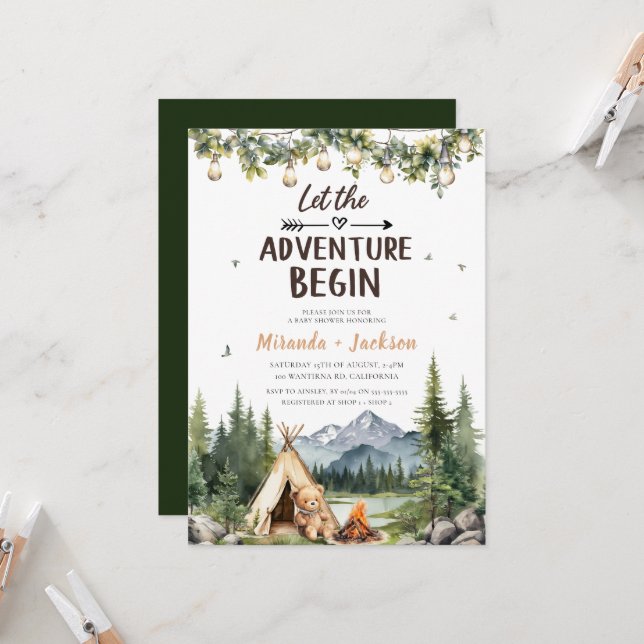 Invitation Que l'aventure commence (Devant/Arrière en situation)