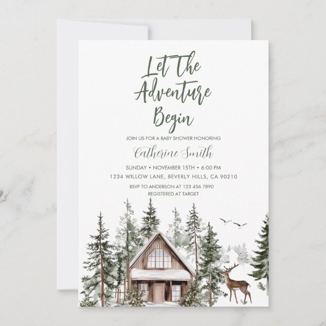 Invitation Que l'aventure commence Baby Shower d'hiver (Devant)