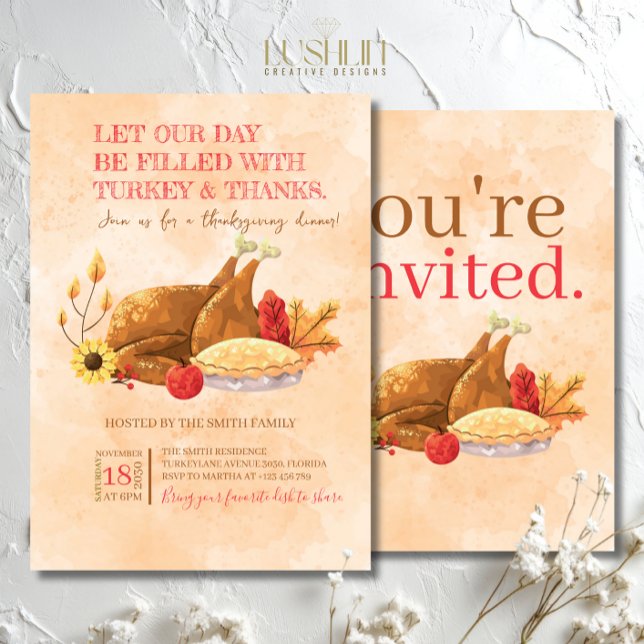 Invitation Que notre journée soit remplie de dinde et de reme (Créateur téléchargé)