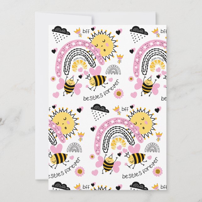 Invitation Queen Bees Best Friends Forever Cute (Devant)