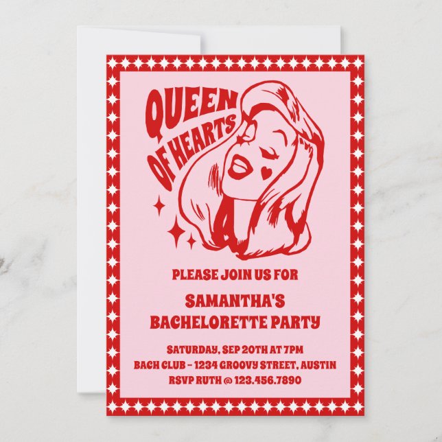 Invitation Queen of Hearts Bachelorette (Devant)