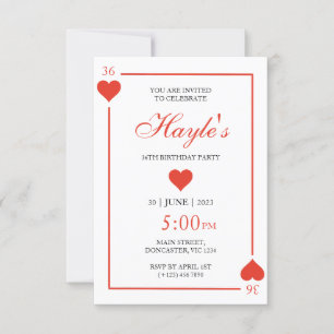 Invitation Queen of Hearts Casino Playing Cards 36e anniversa