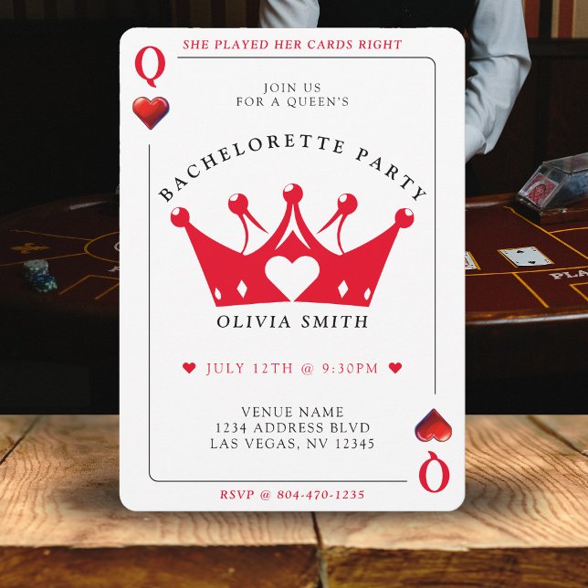 Invitation Queen of Hearts Poker Card Bachelorette Party (Queen of Hearts Poker Card Bachelorette Party
)