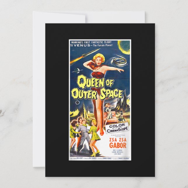 Invitation Queen of Outer Space Science Fiction Halloween Sci (Devant)